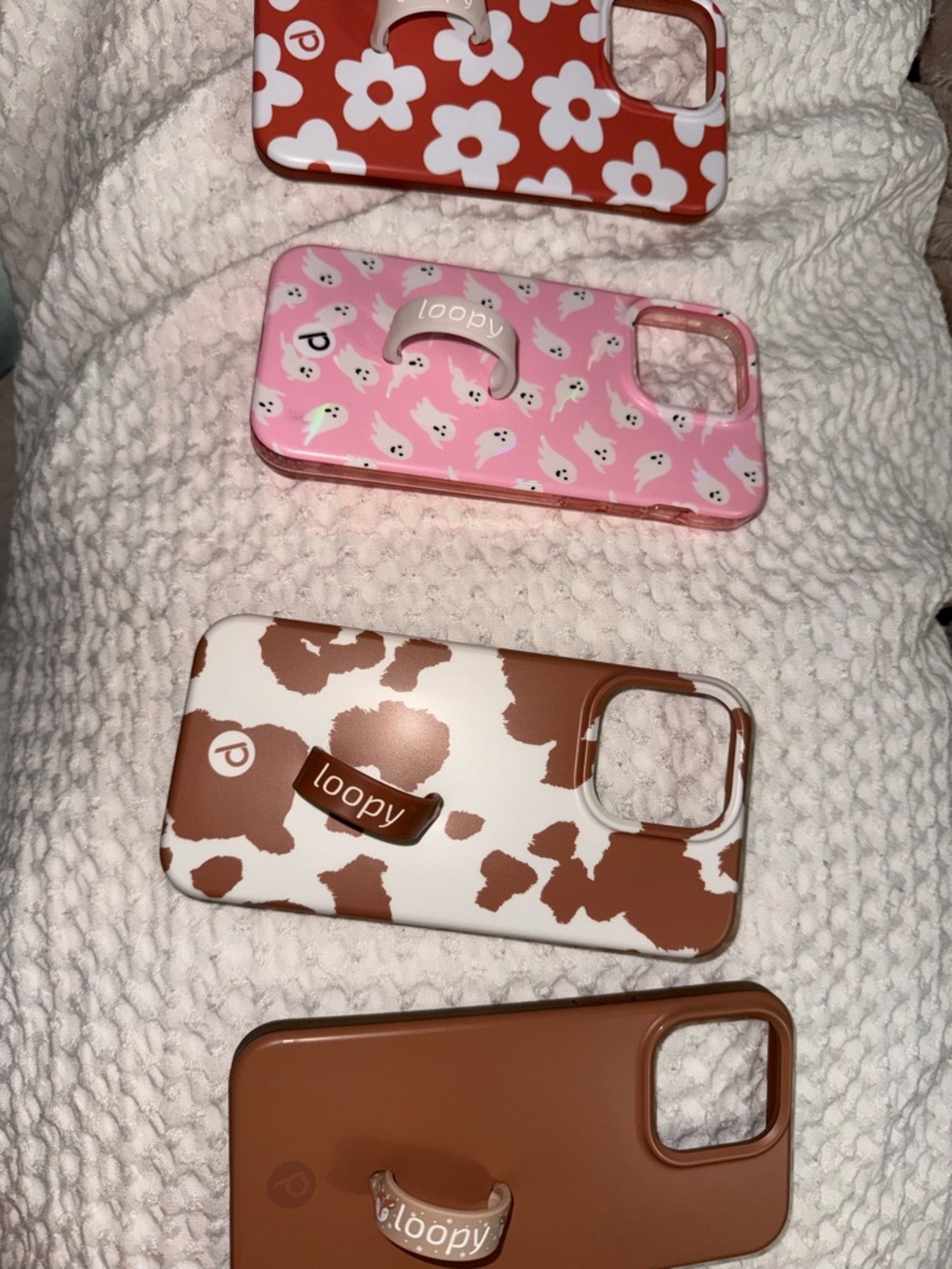 Loopy Case Brown & White Cow Print Phone Case with Built-In Grip